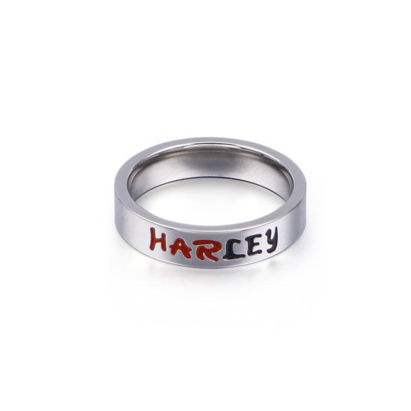 Unisex Creative Lettering Titanium Steel Ring with Simple Personality for Men