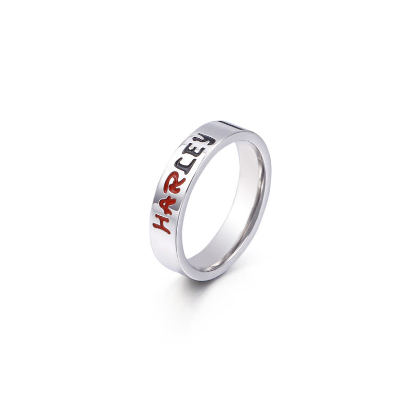 Unisex Creative Lettering Titanium Steel Ring with Simple Personality for Men