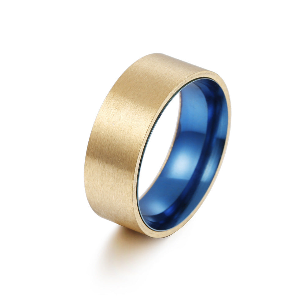 European American Two-Tone Titanium Ring with Frosted Finish for Men