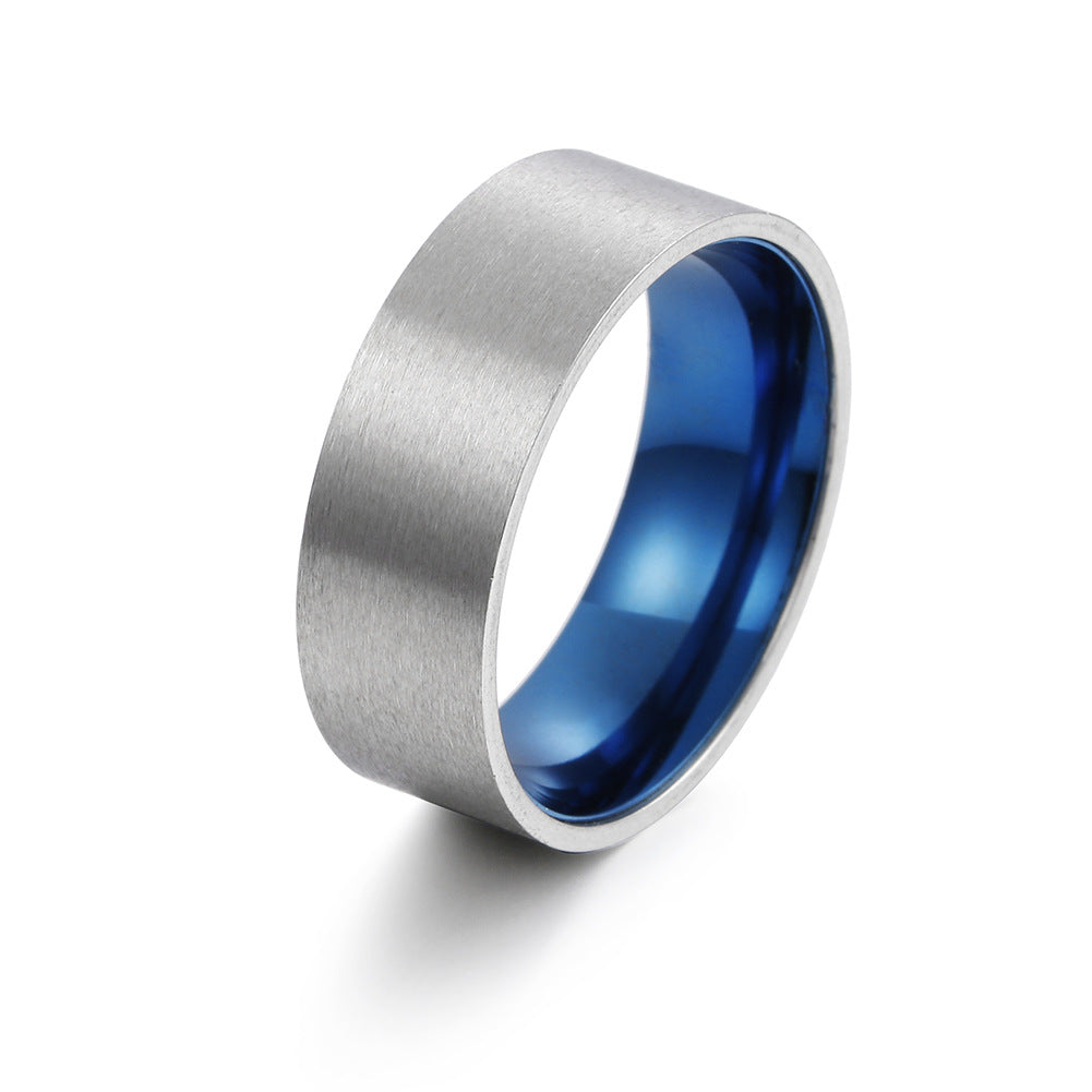 European American Two-Tone Titanium Ring with Frosted Finish for Men