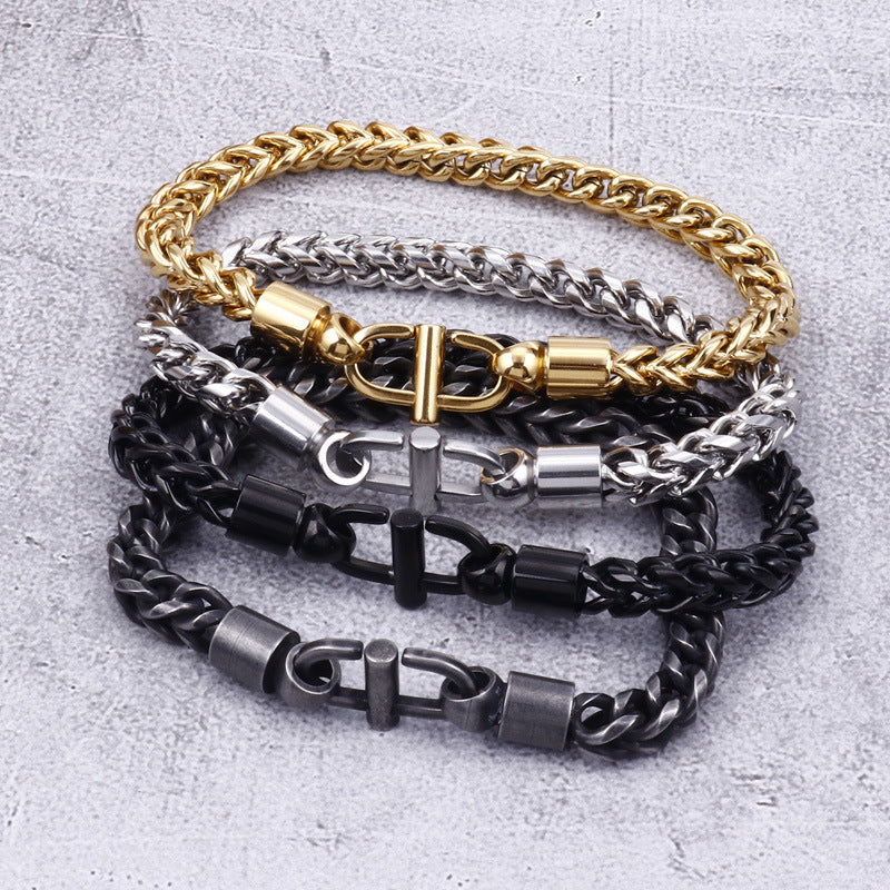 Creative Stainless Steel Chain Bracelet for Boys - Japanese and Korean Street Trend Jewelry Accessories for Men