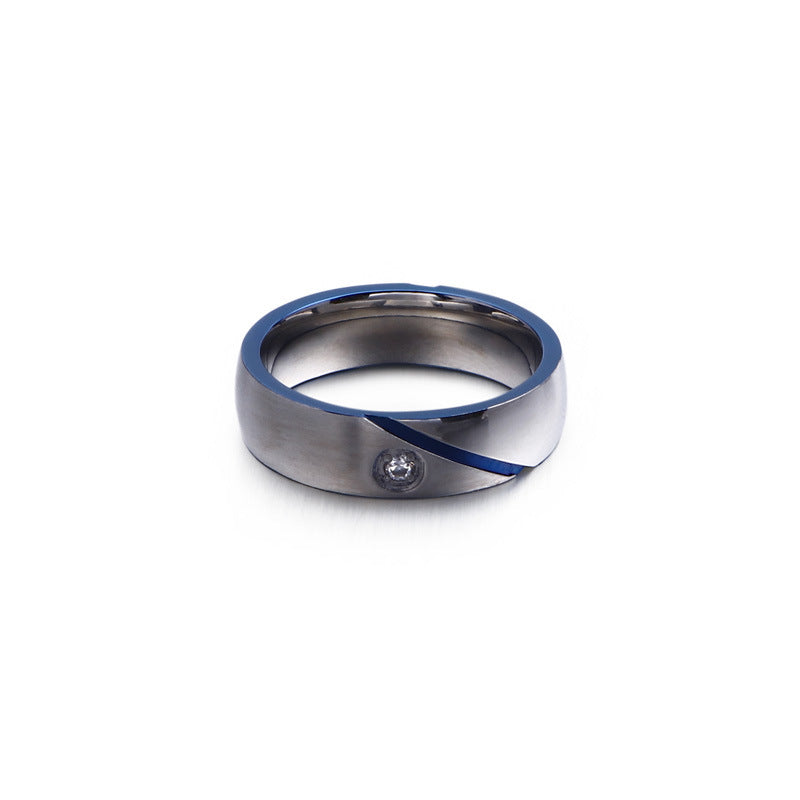 Unisex Zircon-Encrusted Stainless Steel Ring - Japanese and Korean Inspired Design for Men