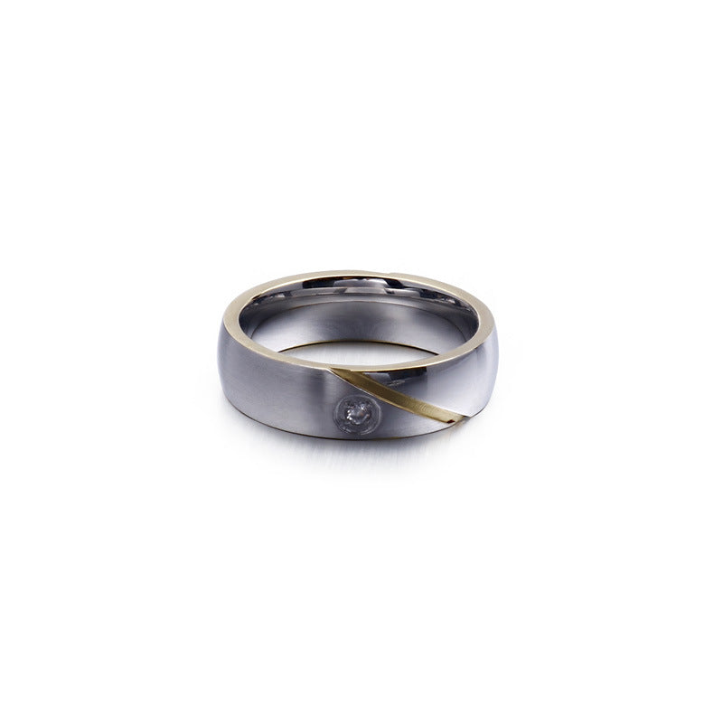 Unisex Zircon-Encrusted Stainless Steel Ring - Japanese and Korean Inspired Design for Men