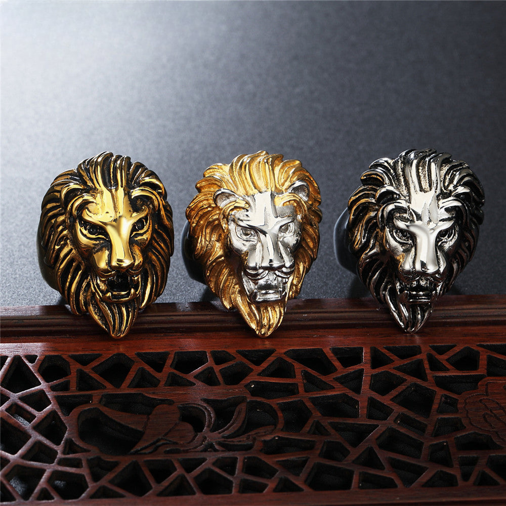 Lion Head Titanium Steel Ring for Men