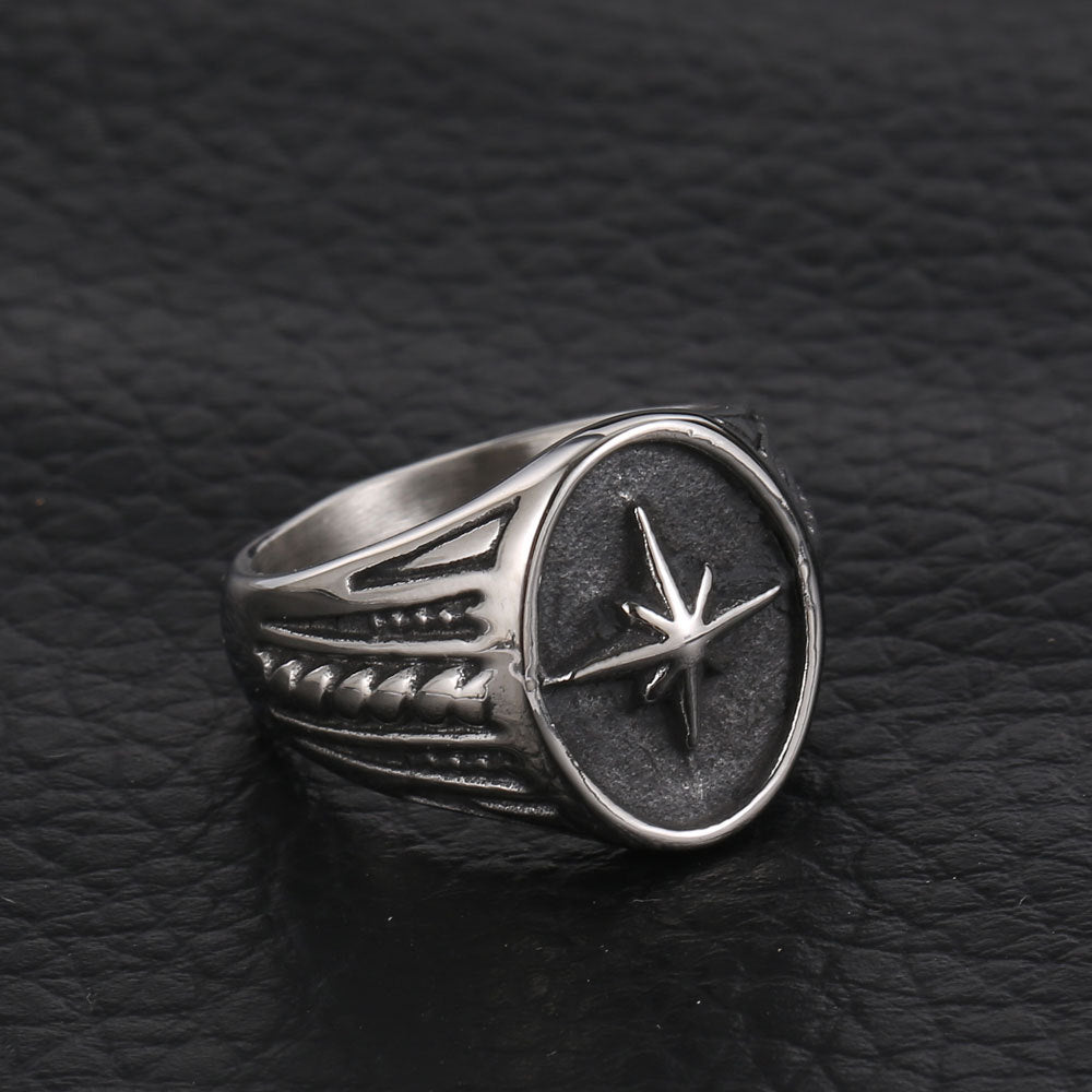 Personalized Retro Rice Flower Titanium Steel Ring for Men - Business Fashion Accessory