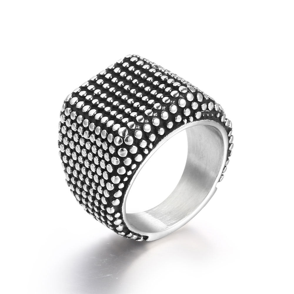 Titanium Steel Punk Ring for Men - Hip-Hop Willow Nail Design, Trendy European and American Style