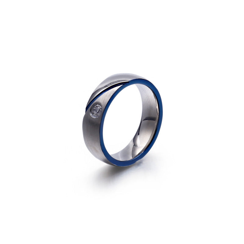 Unisex Zircon-Encrusted Stainless Steel Ring - Japanese and Korean Inspired Design for Men