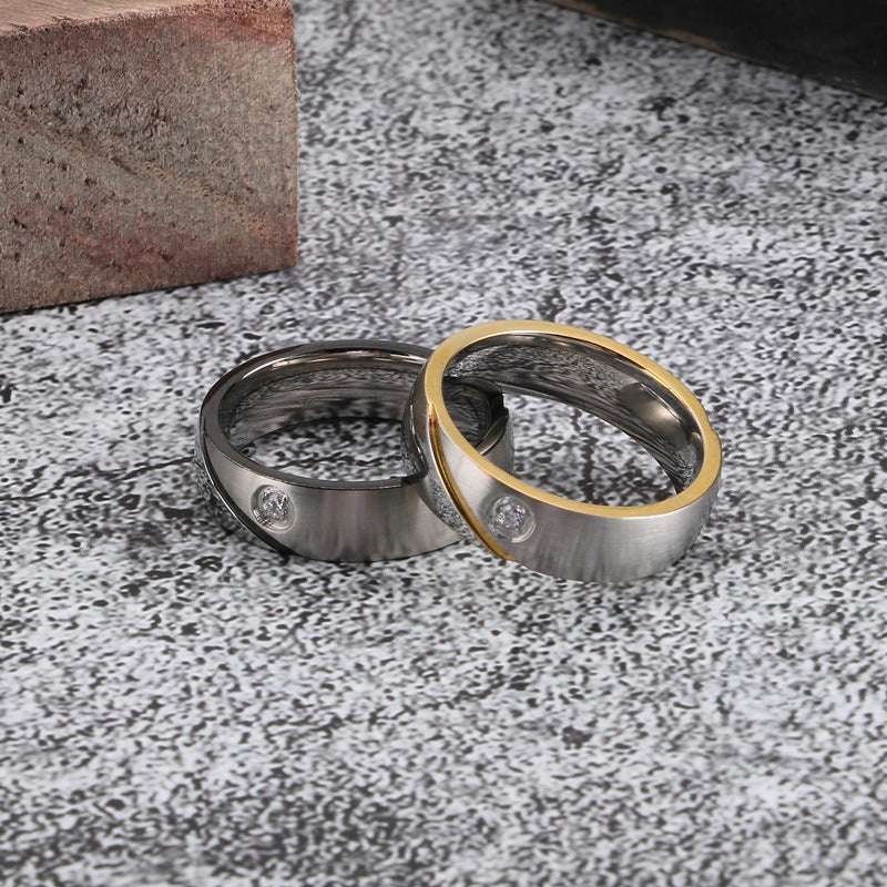 Unisex Zircon-Encrusted Stainless Steel Ring - Japanese and Korean Inspired Design for Men