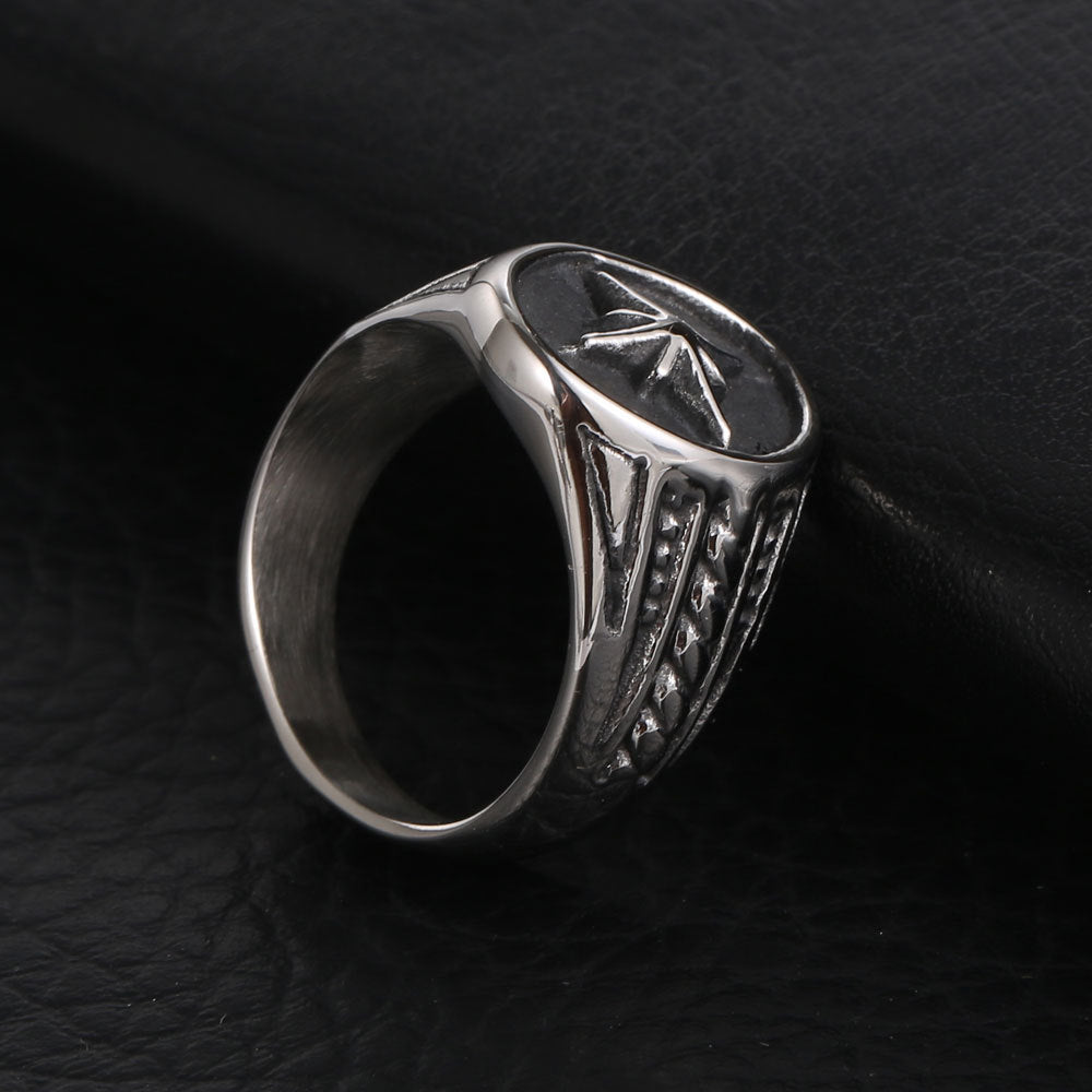 Personalized Retro Rice Flower Titanium Steel Ring for Men - Business Fashion Accessory