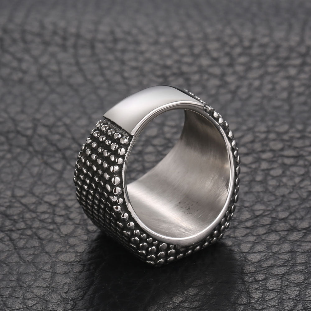 Titanium Steel Punk Ring for Men - Hip-Hop Willow Nail Design, Trendy European and American Style