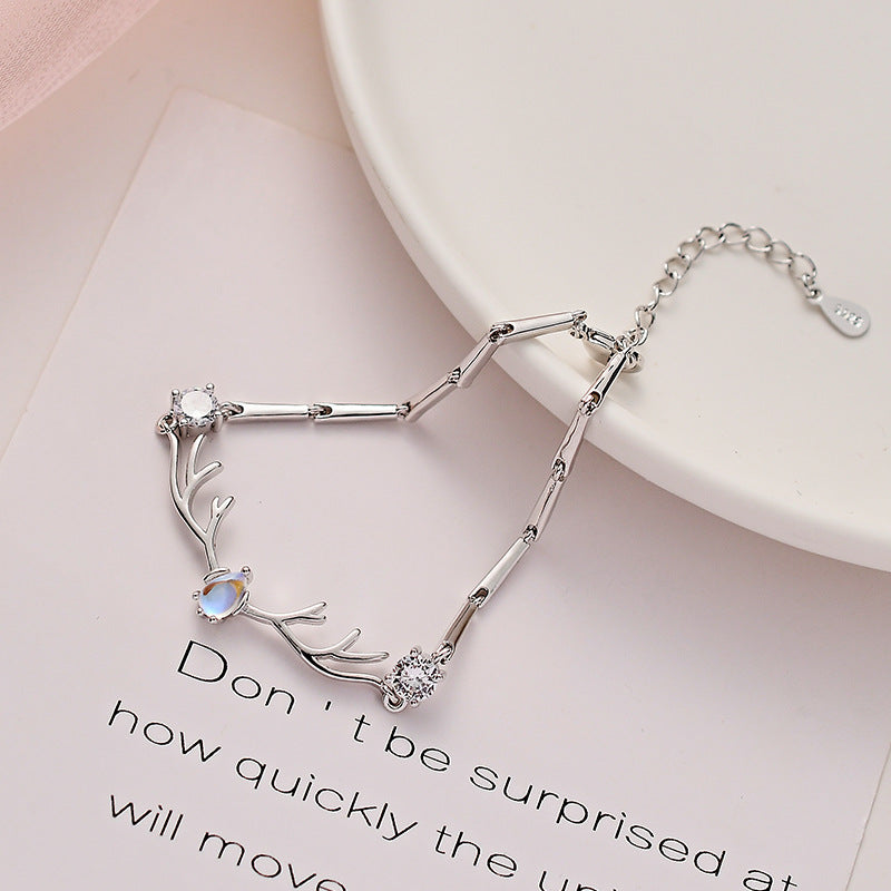 Enchanted Deer Bracelet Set with Sterling Silver and Crystals