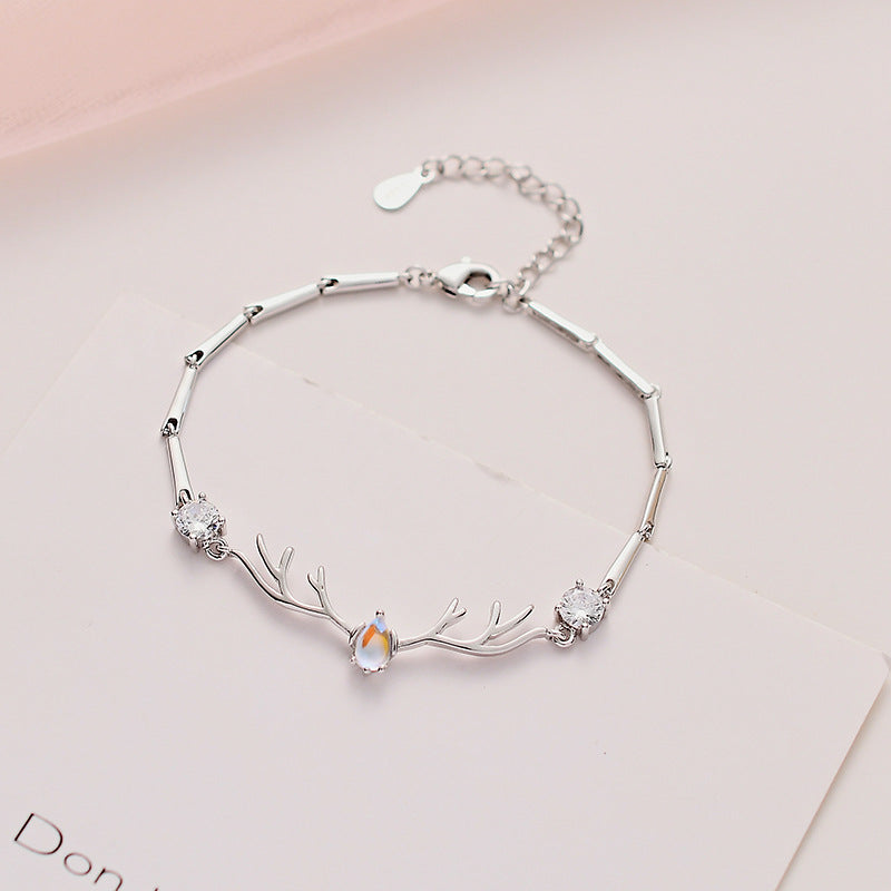 Enchanted Deer Bracelet Set with Sterling Silver and Crystals