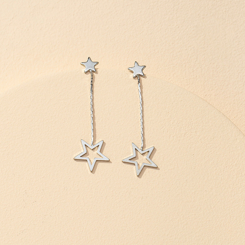 Stylish South Korean Five-Pointed Star Earrings - Vienna Verve Collection by Planderful