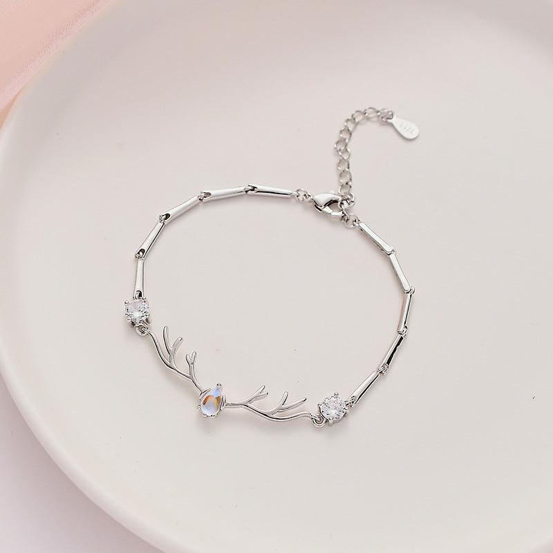 Enchanted Deer Bracelet Set with Sterling Silver and Crystals