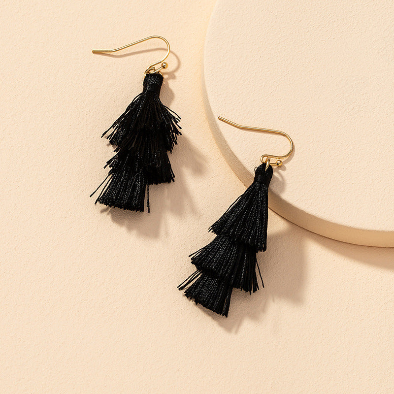 Wholesale Multi-Layer Tassel Earrings with Metal Needles - Vienna Verve Collection