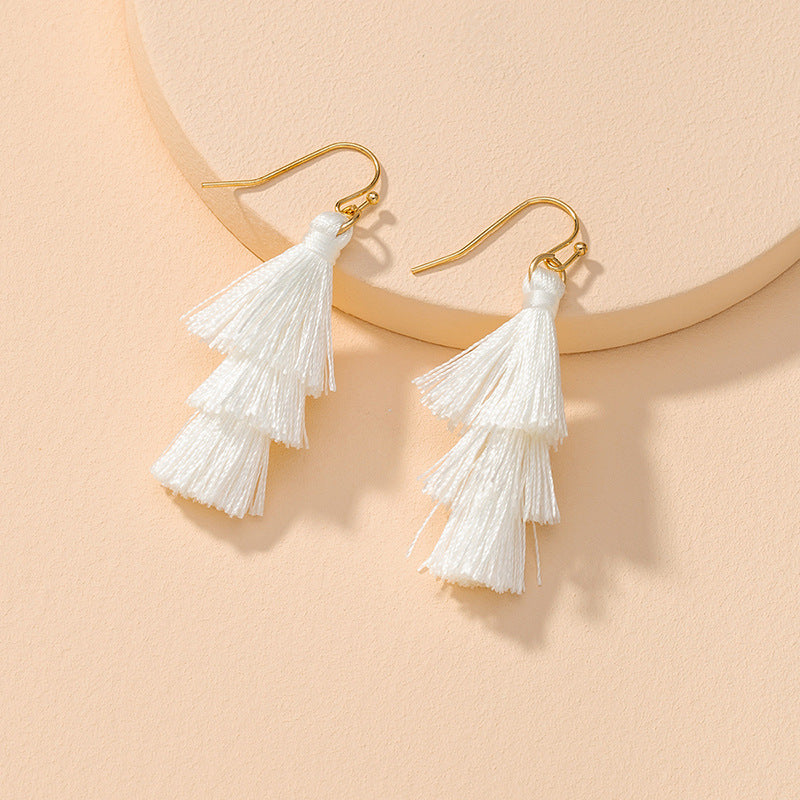 Wholesale Multi-Layer Tassel Earrings with Metal Needles - Vienna Verve Collection