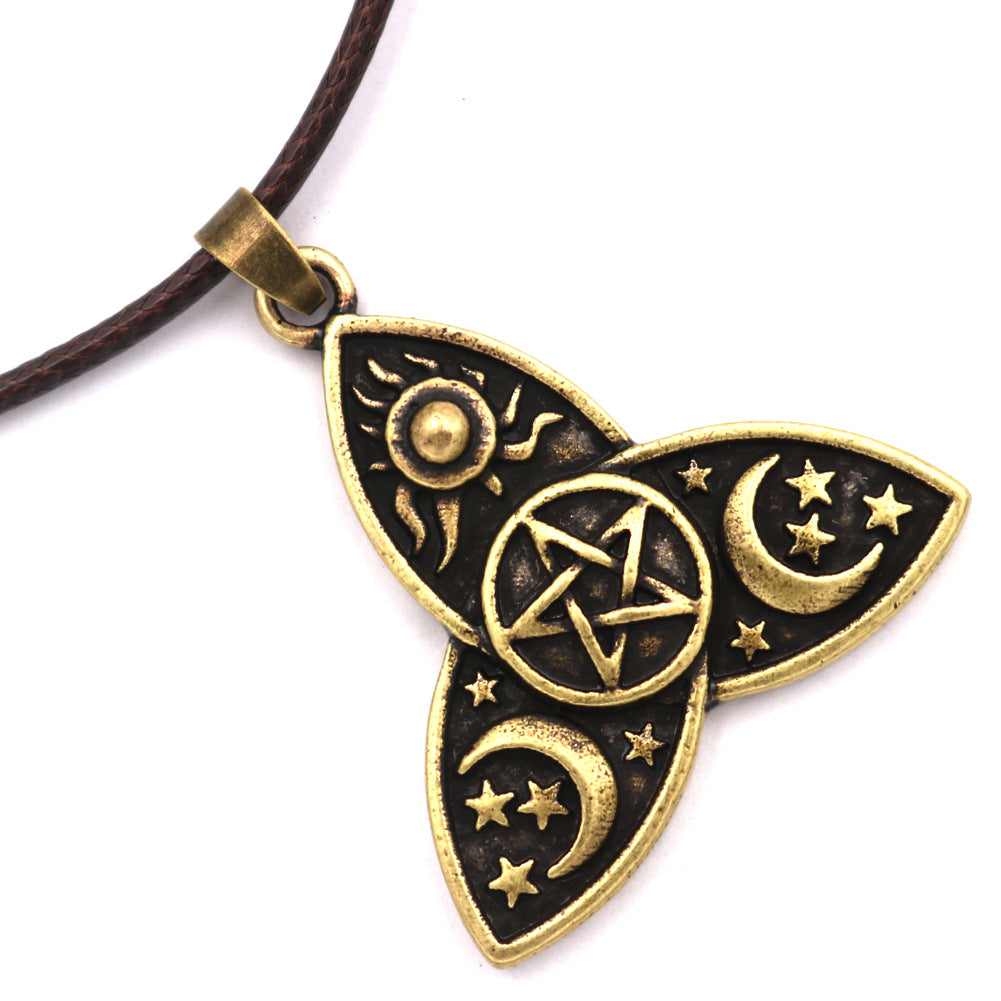 Triple Moon Goddess Triquetra Alloy Necklace with Norse Legacy Design