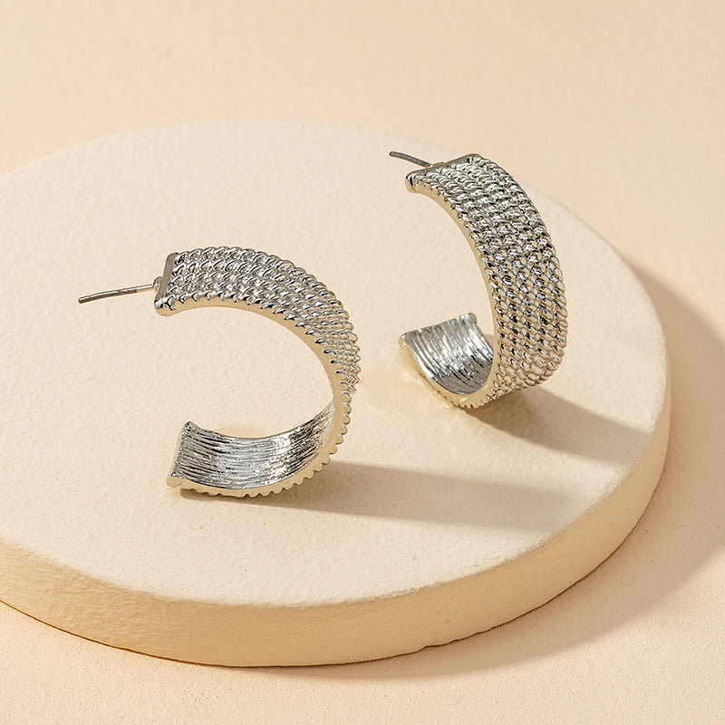 Metallic Geometric C-Earrings by Planderful - Vienna Verve Collection