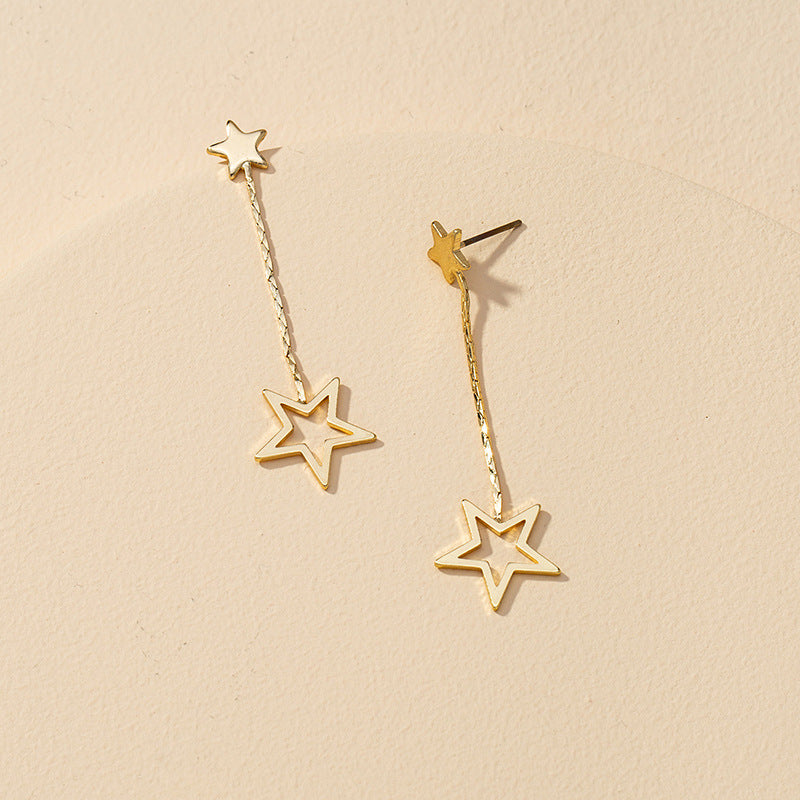 Stylish South Korean Five-Pointed Star Earrings - Vienna Verve Collection by Planderful