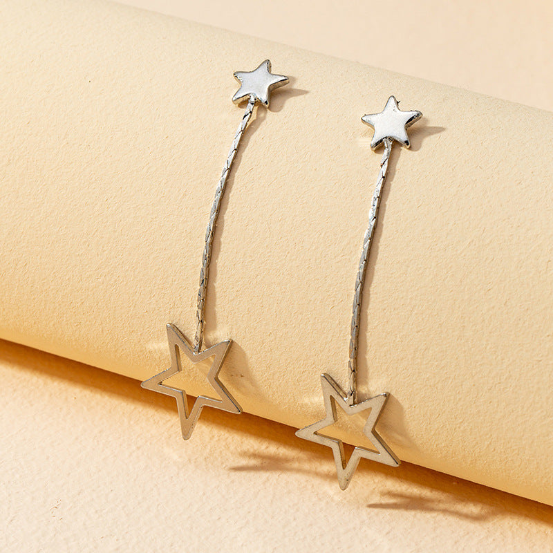 Stylish South Korean Five-Pointed Star Earrings - Vienna Verve Collection by Planderful