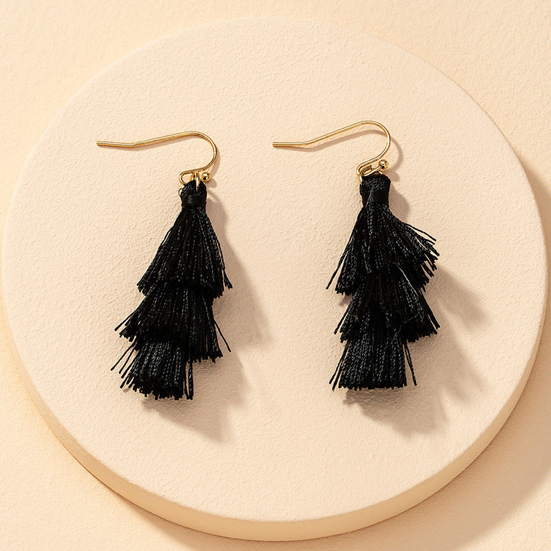 Wholesale Multi-Layer Tassel Earrings with Metal Needles - Vienna Verve Collection