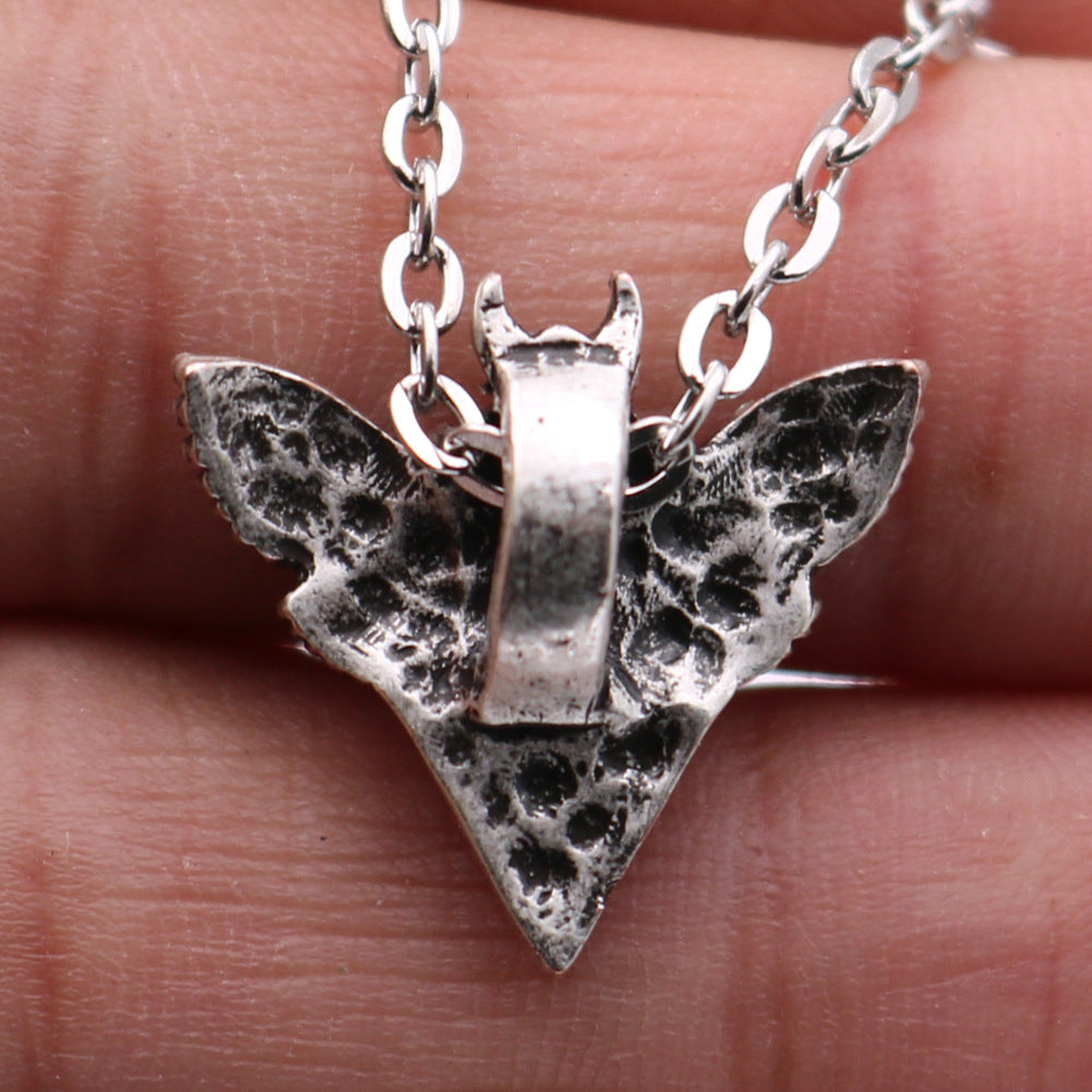 Cute Metal Moth Pendant Necklace for Men - Popular European and American Style