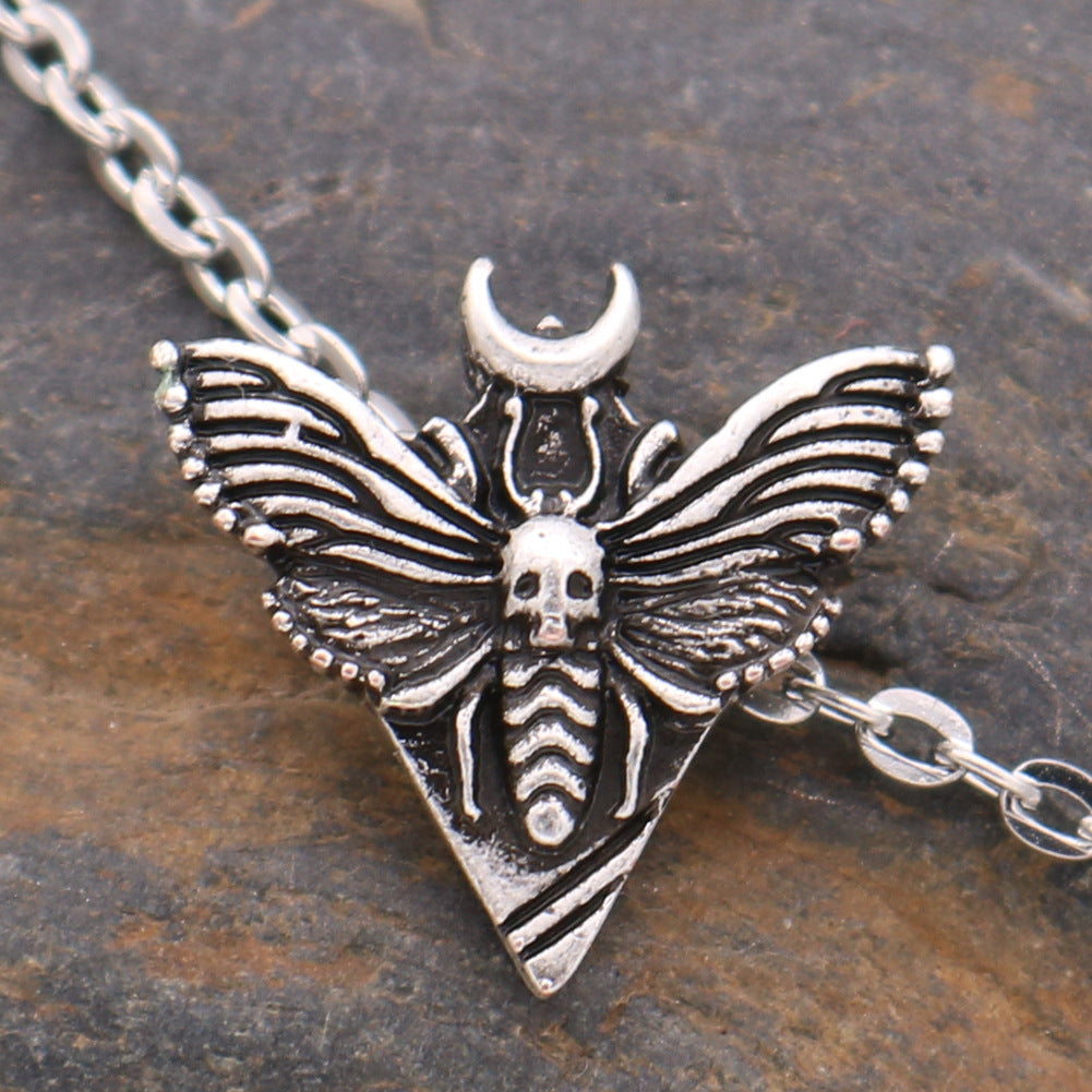 Cute Metal Moth Pendant Necklace for Men - Popular European and American Style