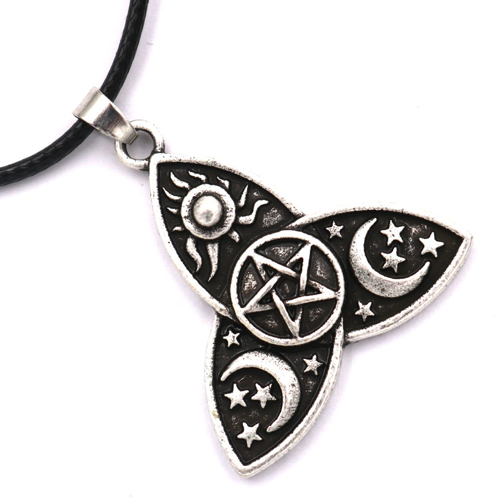 Triple Moon Goddess Triquetra Alloy Necklace with Norse Legacy Design