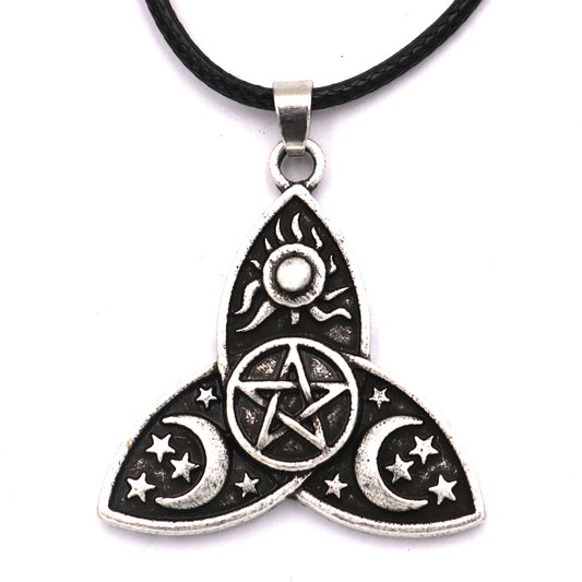 Triple Moon Goddess Triquetra Alloy Necklace with Norse Legacy Design