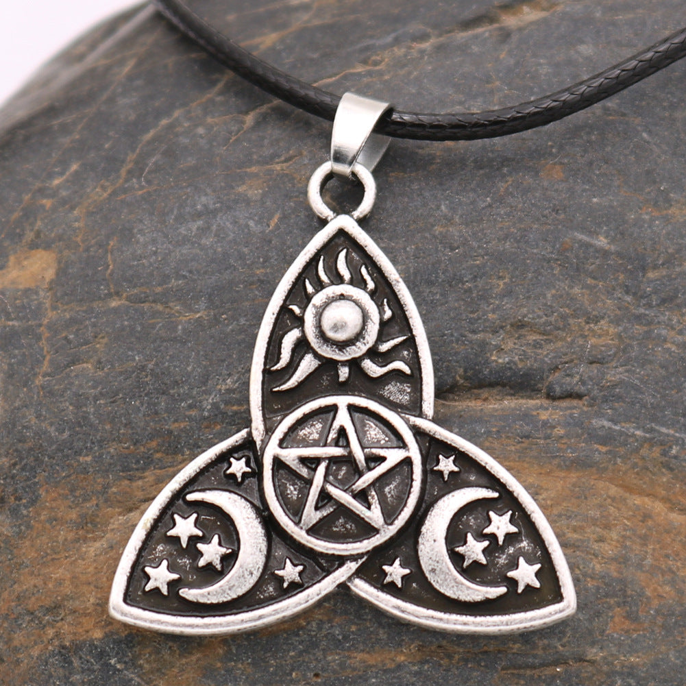 Triple Moon Goddess Triquetra Alloy Necklace with Norse Legacy Design