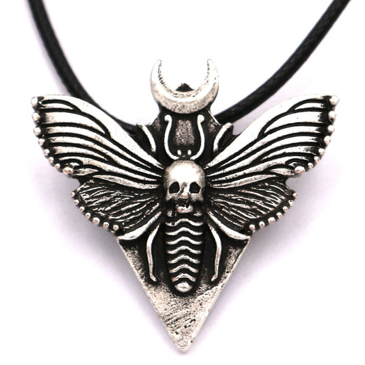 Skull and Moth Norse Legacy Necklace - Trendy Animal Pendant Jewelry Gift for Men