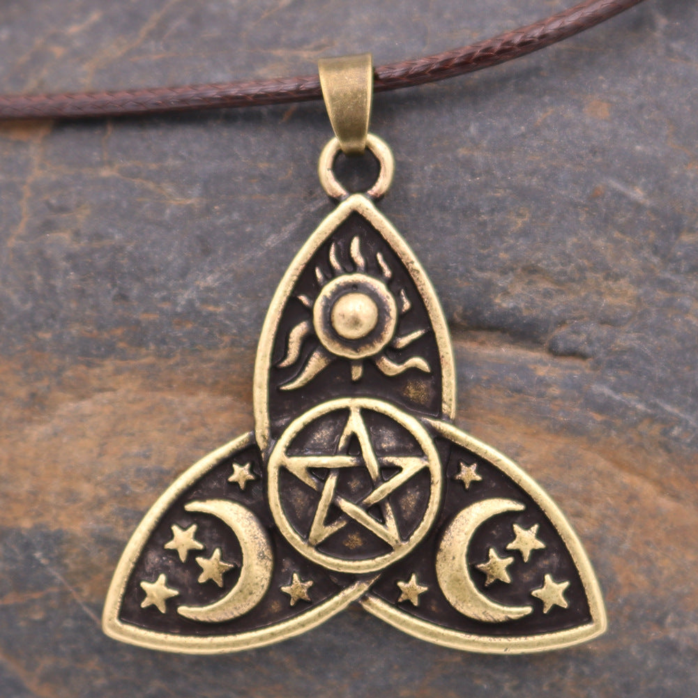 Triple Moon Goddess Triquetra Alloy Necklace with Norse Legacy Design