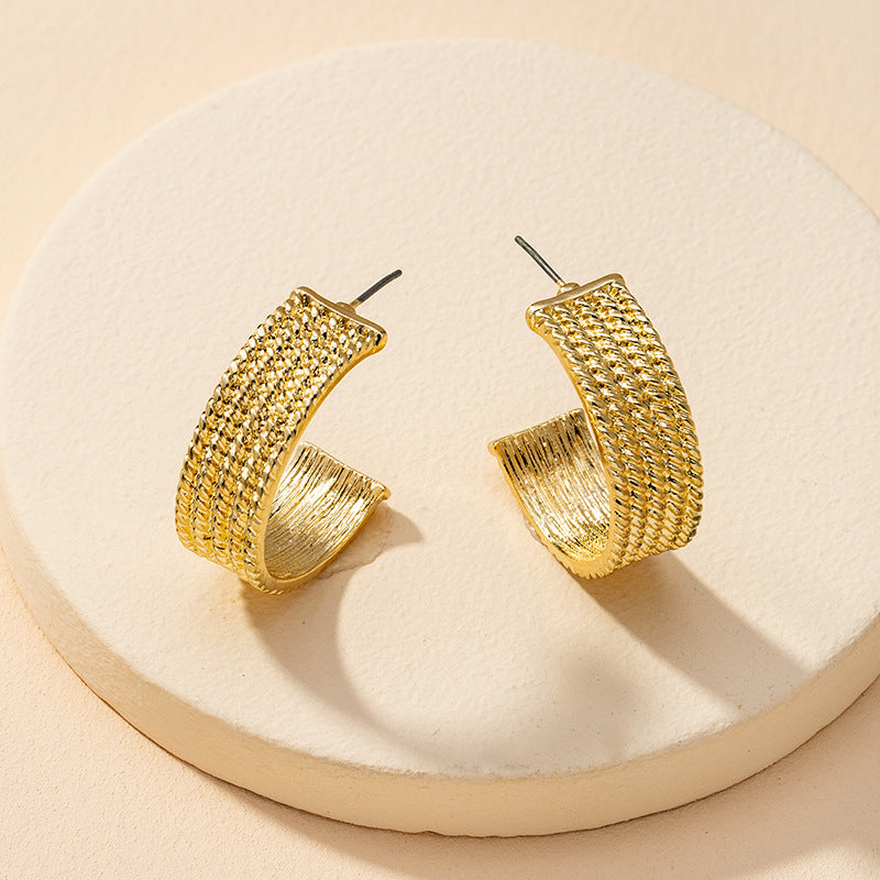 Metallic Geometric C-Earrings by Planderful - Vienna Verve Collection