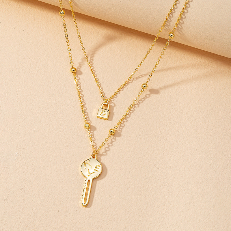 Double Stacked Lock and Key Necklace - Vienna Verve Collection