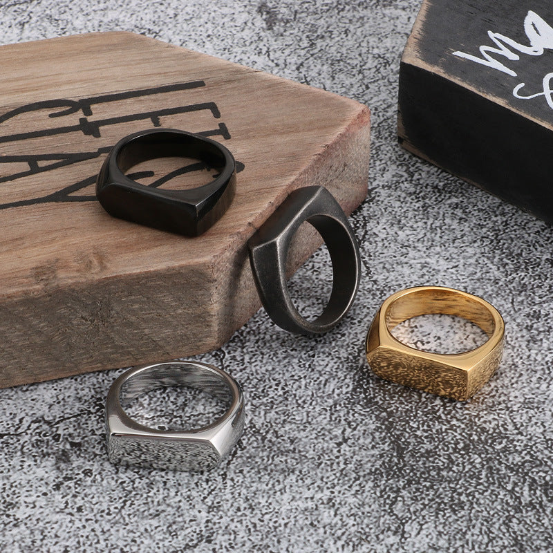 Hipster Titanium Steel Geometric Men's Ring - European and American Hip Hop Rap Accessories