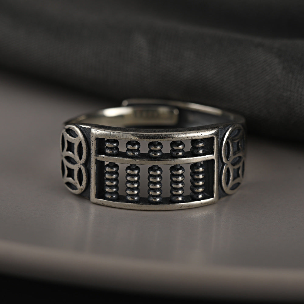 Retro Abacus Opening Sterling Silver Ring