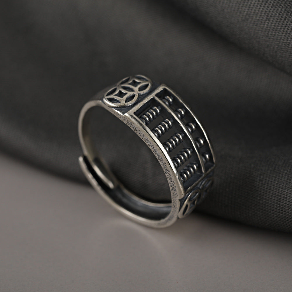 Retro Abacus Opening Sterling Silver Ring