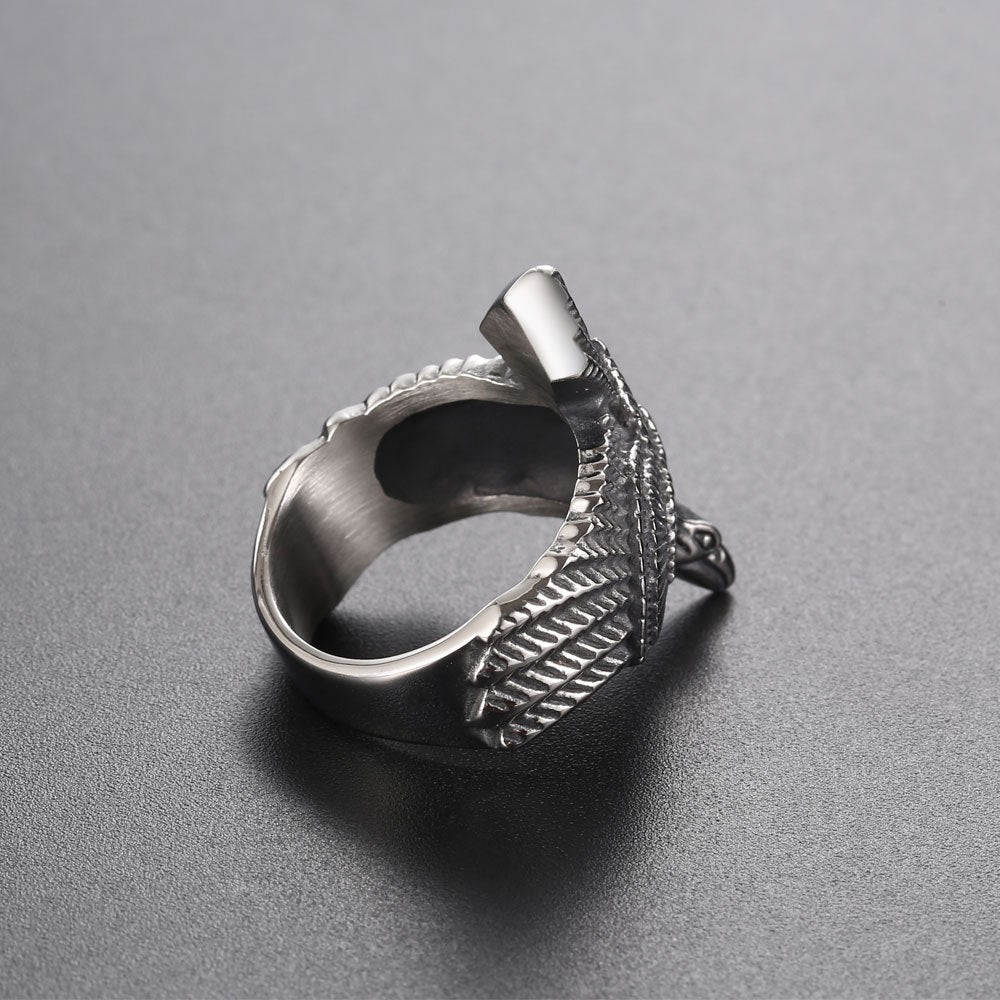 Vintage-Inspired Titanium Steel Flying Ring for Men - Creative Retro Bird Design Jewelry