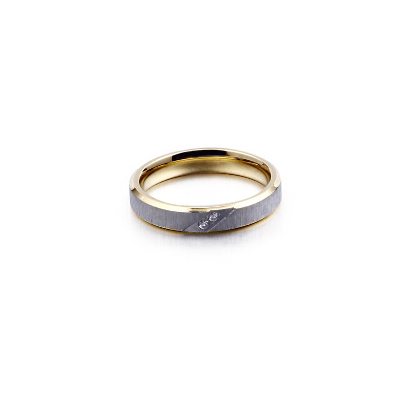 Unisex 18K Gold-Plated Stainless Steel Sand Ring with Diamond Accent for Men in Japan and South Korea