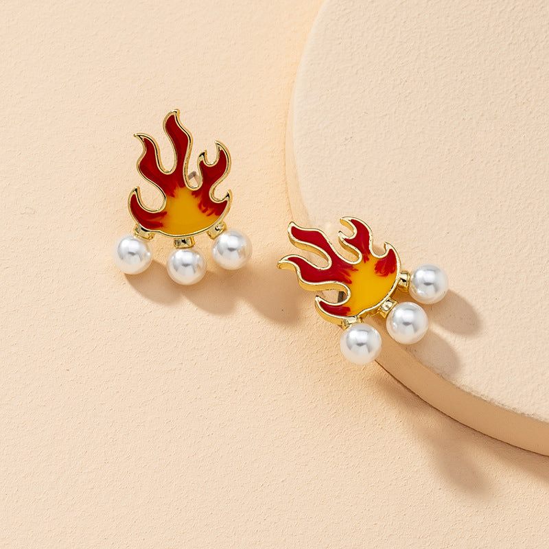 Flame-Shaped Pearl Earrings - Vienna Verve Collection