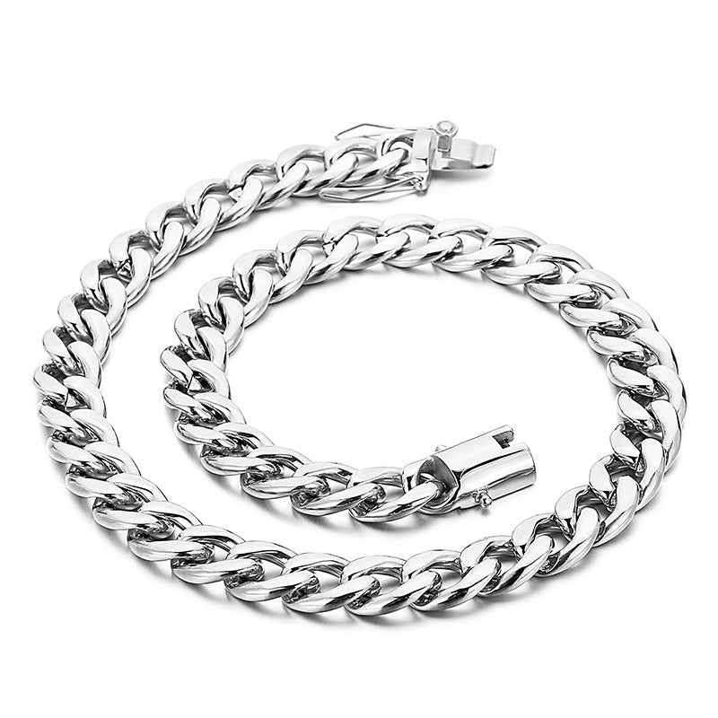 Stainless Steel Reversible Cuban Chain Bracelet, Trendy Personalized Men's Necklace for Everyday Versatility