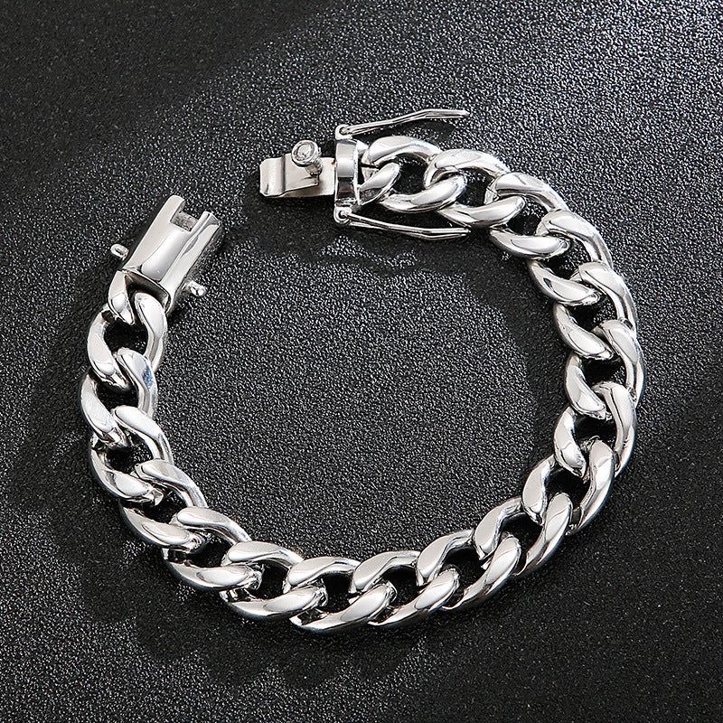 Stainless Steel Reversible Cuban Chain Bracelet, Trendy Personalized Men's Necklace for Everyday Versatility