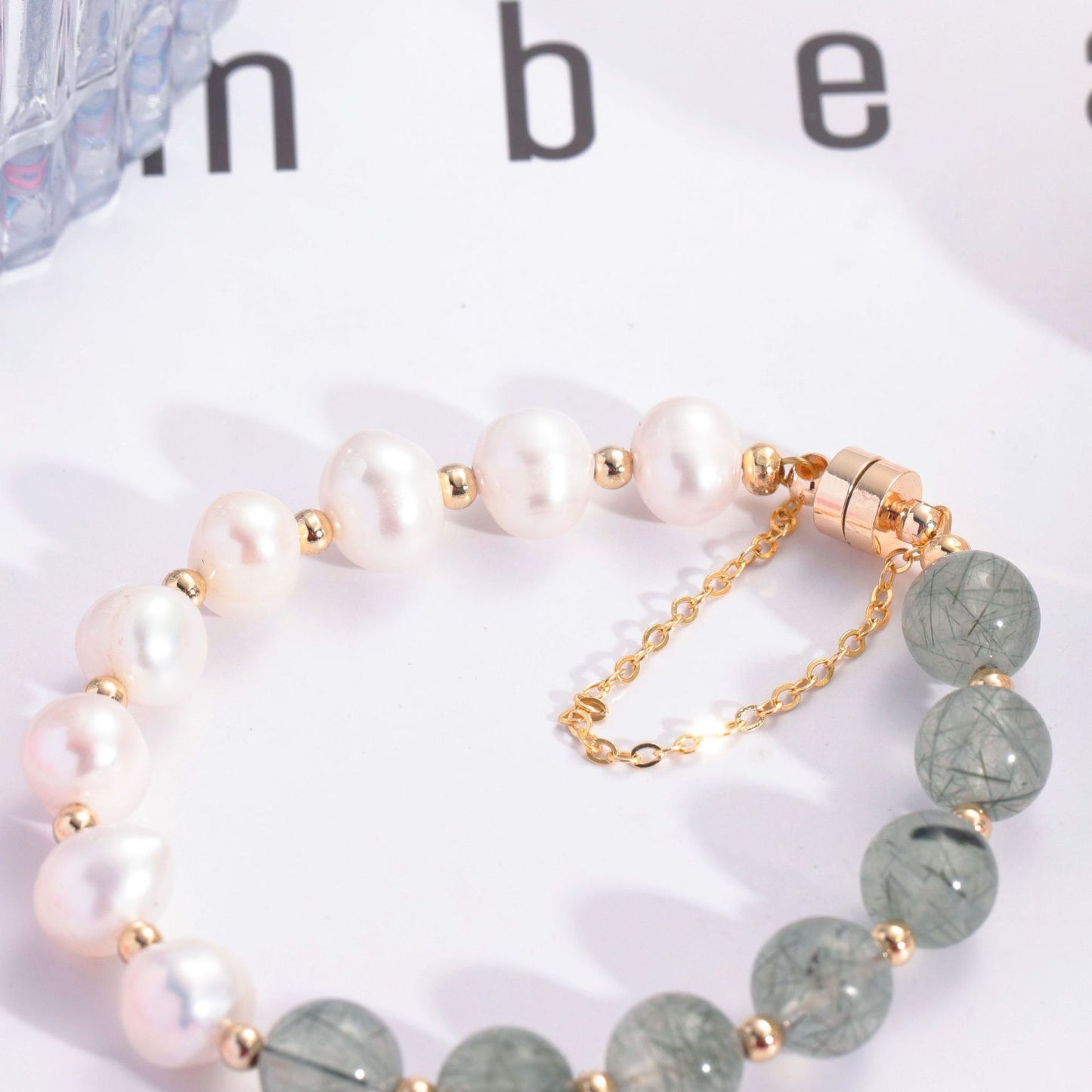 Fortune's Favor Collection: Sterling Silver Women's Freshwater Pearl and Crystal Bracelet