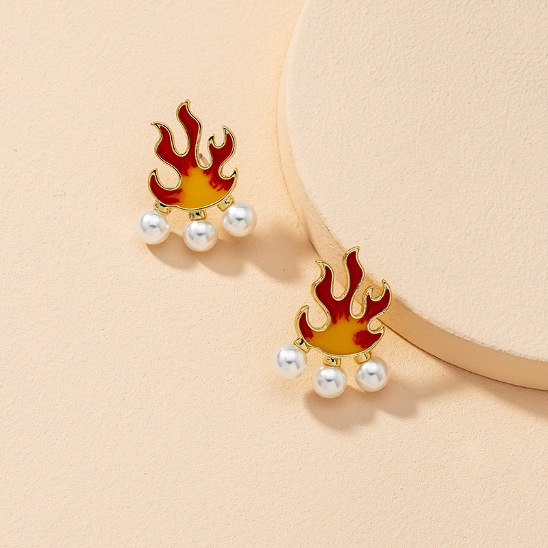 Flame-Shaped Pearl Earrings - Vienna Verve Collection