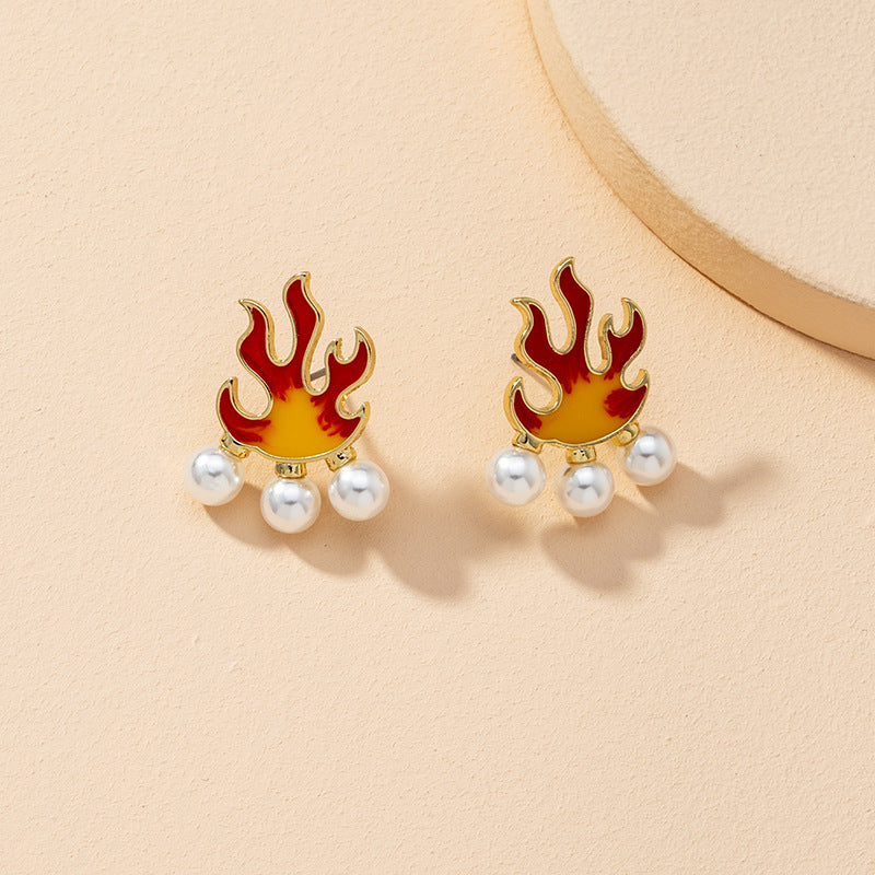 Flame-Shaped Pearl Earrings - Vienna Verve Collection