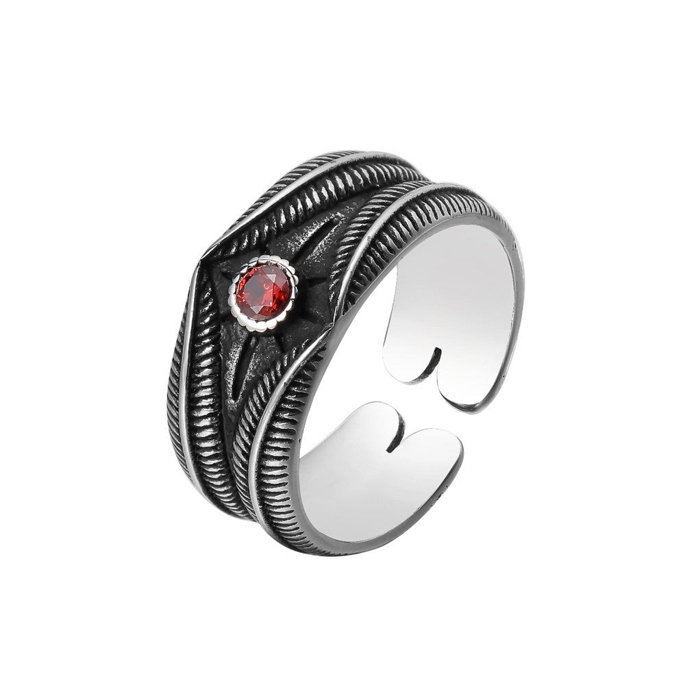 Retro Ruby Punk Gothic Titanium Steel Ring