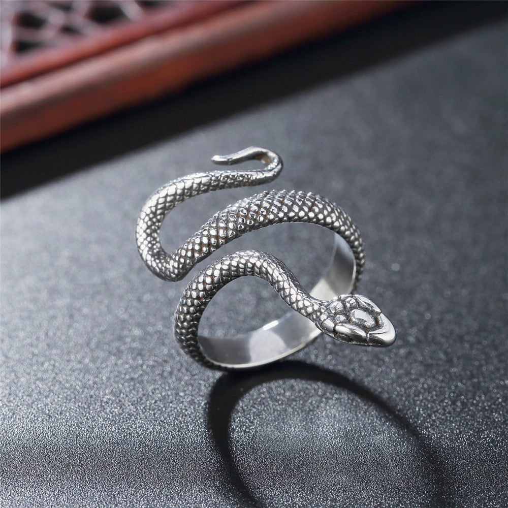 Personality Vintage Snake Titanium Steel Ring for Men