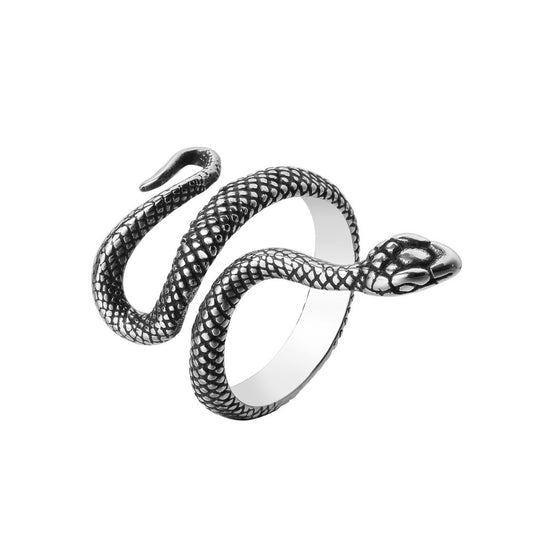 Personality Vintage Snake Titanium Steel Ring for Men