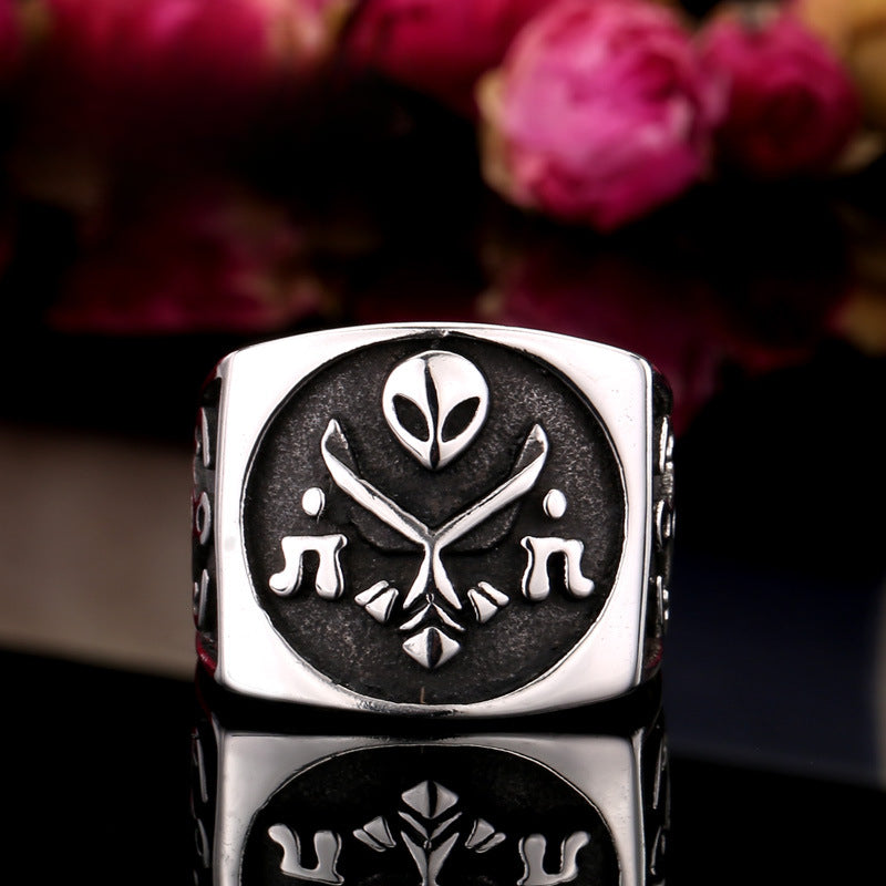 Vintage-Inspired Stainless Steel Masonic Ring for Men - Popular Fashion Jewelry Wholesale