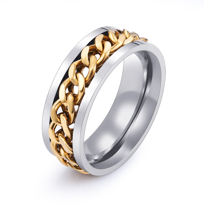 Retro Titanium Steel Chain Ring for Men - Wholesale Stainless Steel Simple Design